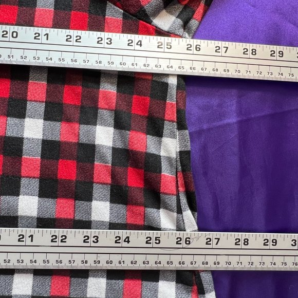 📌Eden & Olivia Red -Black -White Plaid Soft Button Down Shirt w/ Roll Up Sleeve - Picture 12 of 15